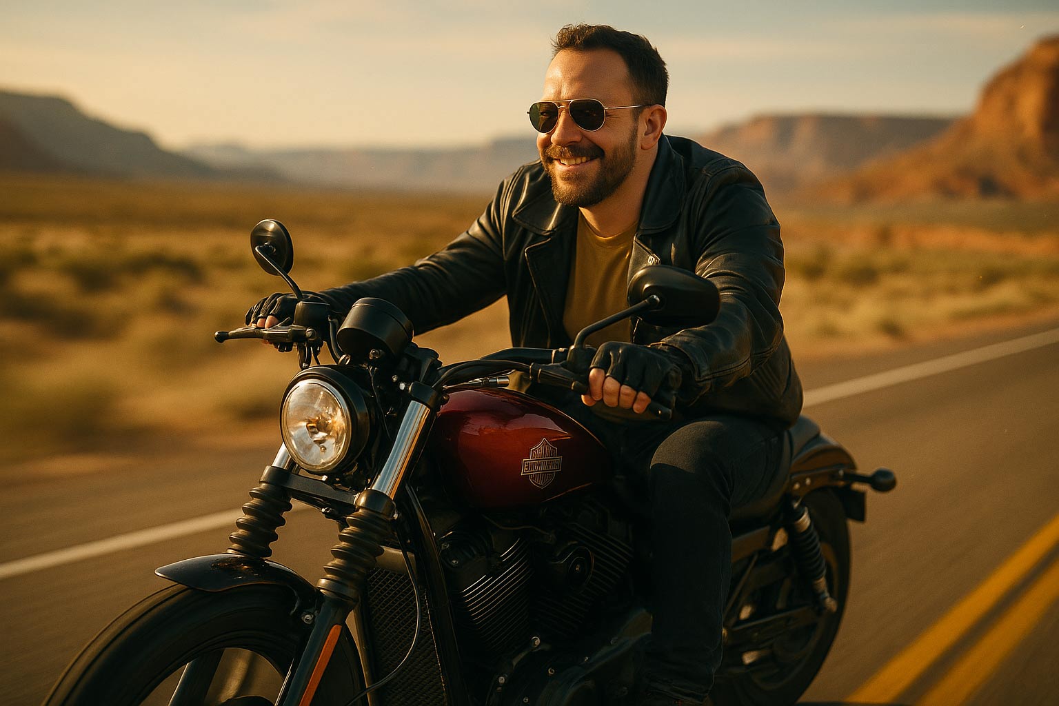 Tommy on his Harley - AI